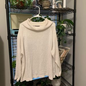 White plus size cowl sweater